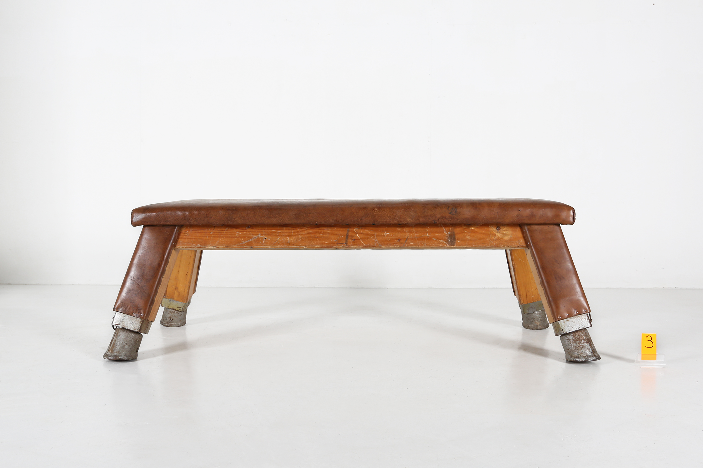  industrial leather gym bench, Belgium, 1930sthumbnail